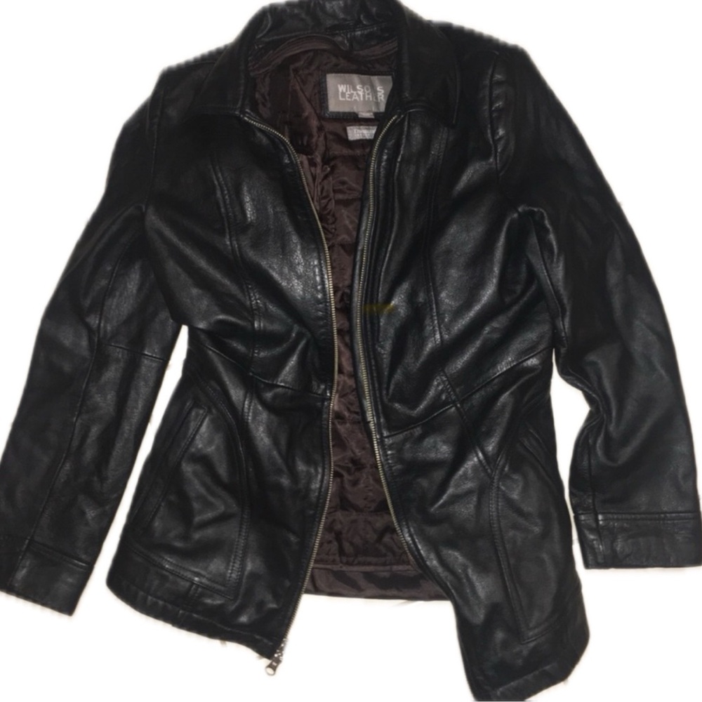Vintage Womens Vintage Wilson leather hoodie coat black thinsulate lining size S